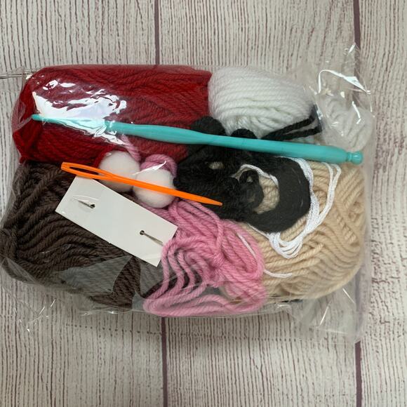 Needle Creations Reindeer Crochet Kit Christmas Holiday Craft Doll 6x7" Finished - Picture 7 of 8